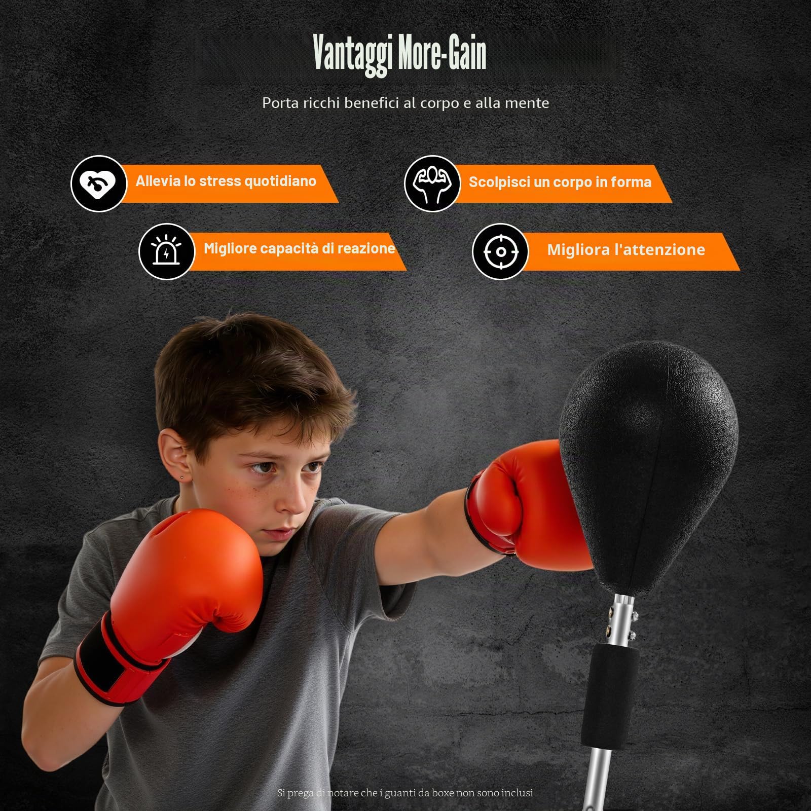 Punching ball con supporto, regolabile in altezza, sacco da boxe per ragazzi e adulti, per allenamento, antistress