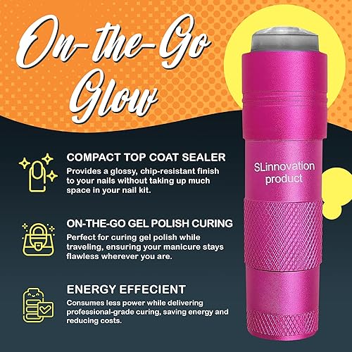 Miniatura 6 de SLinnovation - Mini luz UV para uñas de gel luz UV portátil pendiente de patente para uñas mini linterna alimentada por pilas con LED y sello de