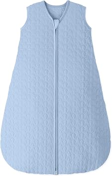 Unnivoll Baby Sleep Sack 6-12 Months 1.0 Tog Baby Wearable Blanket Cotton Sleeping Sack Quilted Baby Sleep Bag with 2-Way Zipper for Infant Newborn Blue