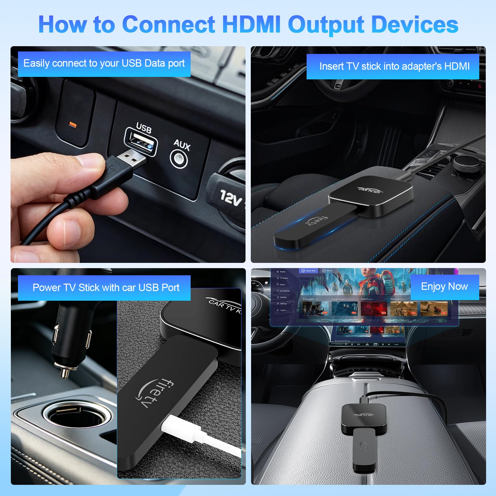 3 en 1 Car TV Mate Pro –Adaptador inalámbrico CarPlay y Android Auto y multimedia HDMI para TV Stick, consolas de juegos y duplicación de pantalla, Adaptador HDMI Car T V,para con vehículos desde 2016