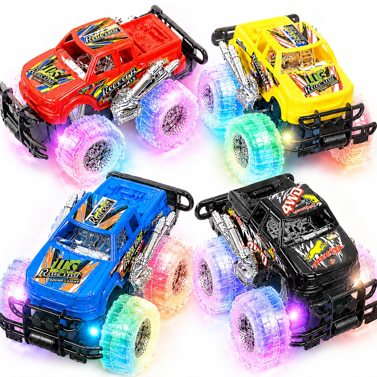 Light Up Monster Truck Toys for Toddler Boys, Toy Cars Gift