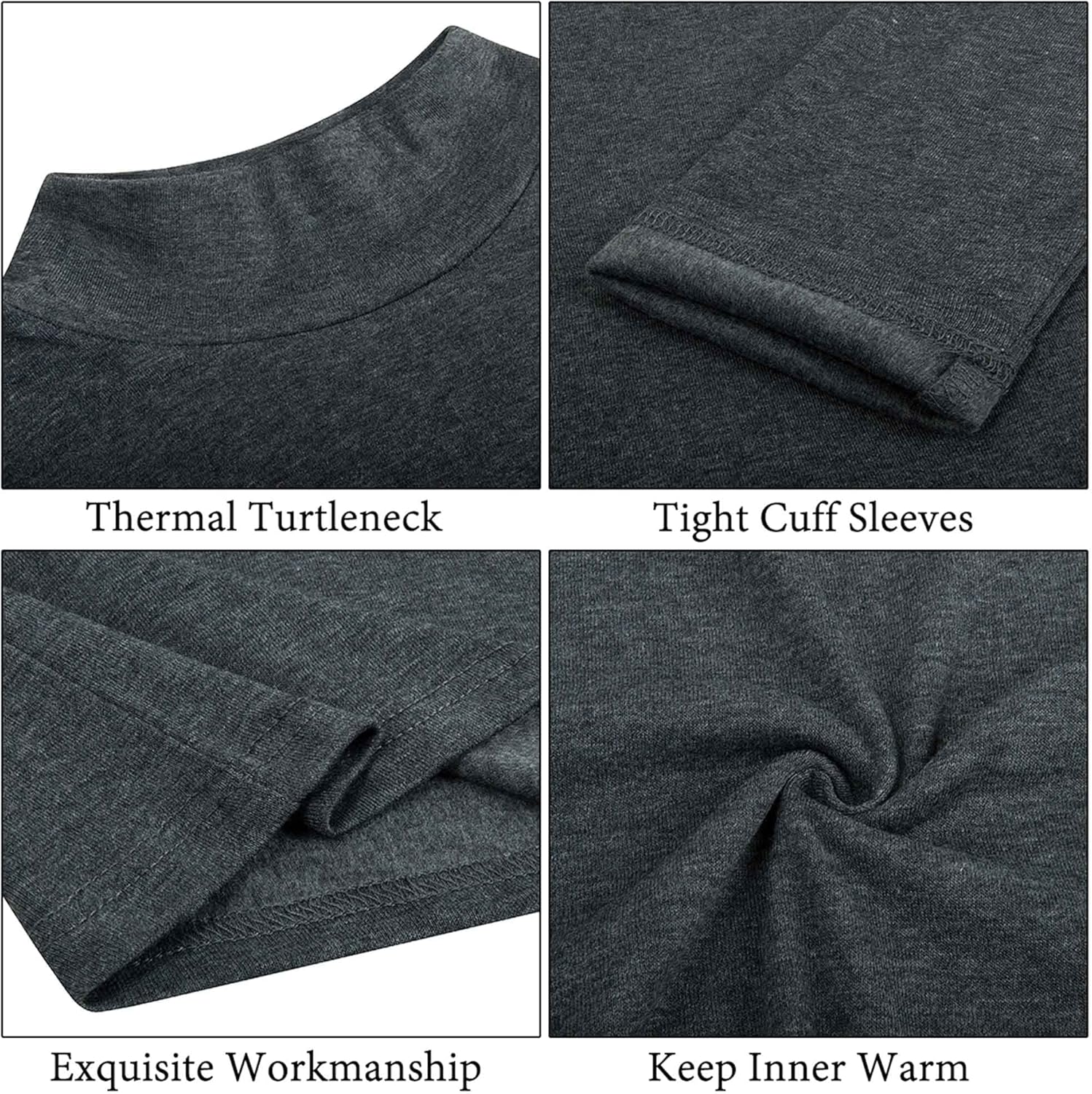 Mens Turtleneck Long Sleeve T Shirts Slim Fit Thermal Undershirt Lightweight Pullover