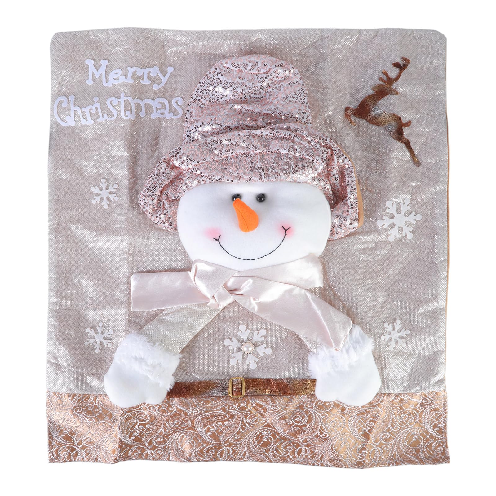 Elnwnnkc Christmas Snowman Christmas Chair Covers Santa Hat Christmas Dining Slipcovers For Holiday Party Decoration Removable Protectors Decoration Santa Hat Chair Back Covers