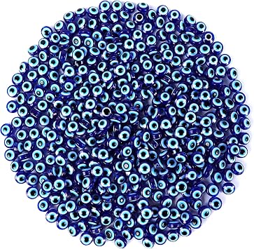 400Pcs Blue Evil Eye Beads for Jewelry Making 8mm Evil Eye Charms for Bracelet Making Handmade Resin Turkish Evil Eye Spacer Beads Charms Round Bead for Bracelets Necklace Earrings DIY Crafts