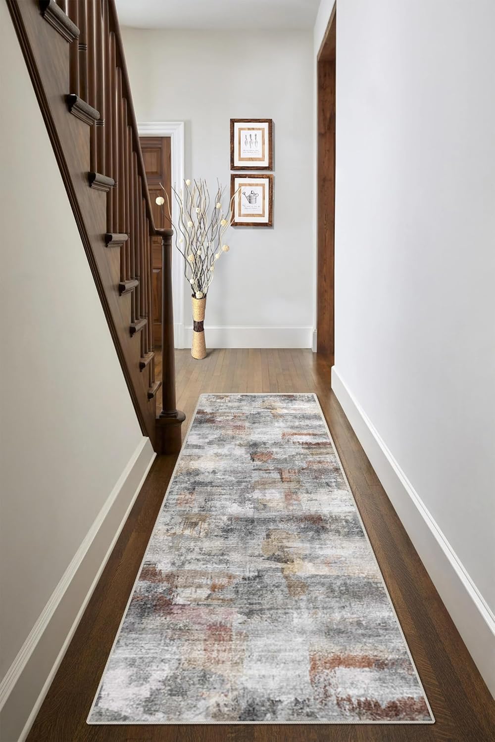 vivorug Runner Rug 2'x8' Machine Washable Non-Slip Runners for Hallways Kitchen Entryway Laundry Room Modern Abstract Carpet Hallway Runner Grey/Rust Colorful/ Multi 2' x 8' (Runner) image 2 of 7 B0BJ5S897V