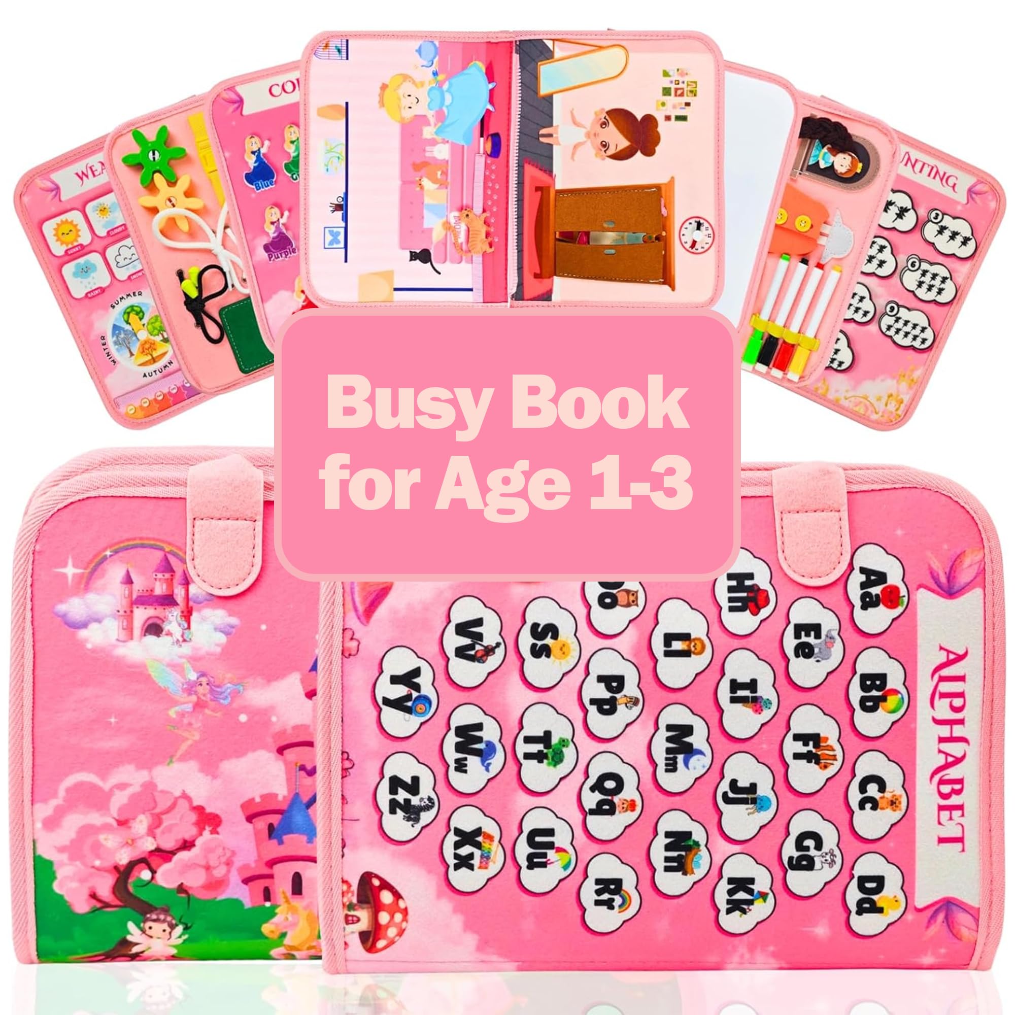 Satisure Toddler Busy Board, Busy Board Montessori Toy For 2 3 4 Year Old, Toddler Activity Book Travel Toys For Preschool Sensory Busy Activities Learning Busy (Buzy Board) - The Book Jungle Jamaica