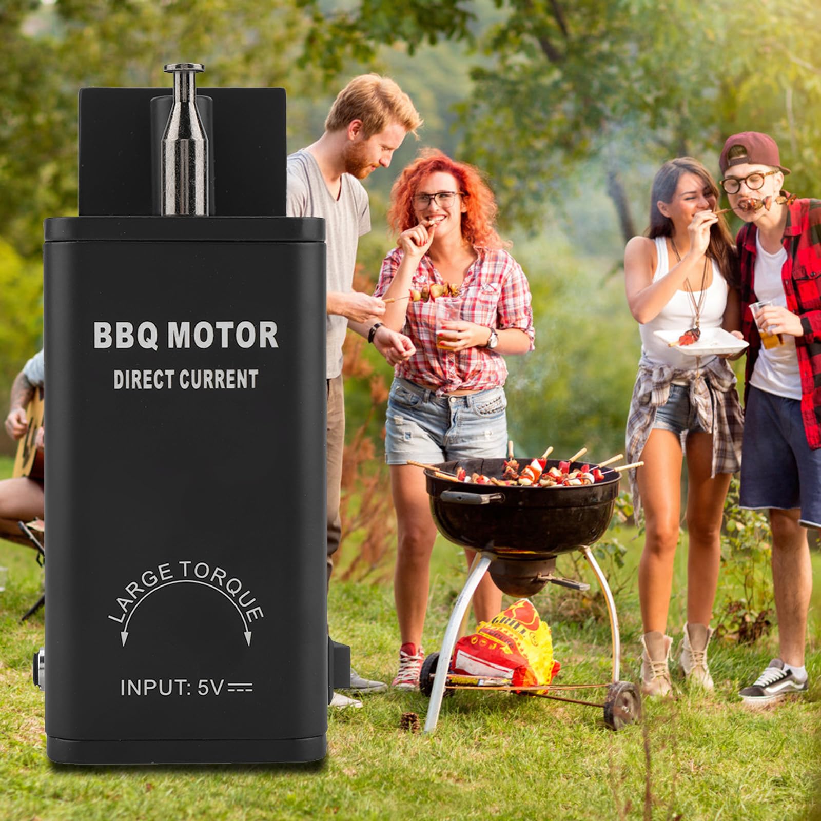 DC 5V Grillmotor Aus,Aluminium Grillmotor mit akku Verstellbarer Außengrillmotor Low Power Low Noise Mit USB Kabel Geeignets,Für Grillabende Im Freien Picknicks Camping Usw