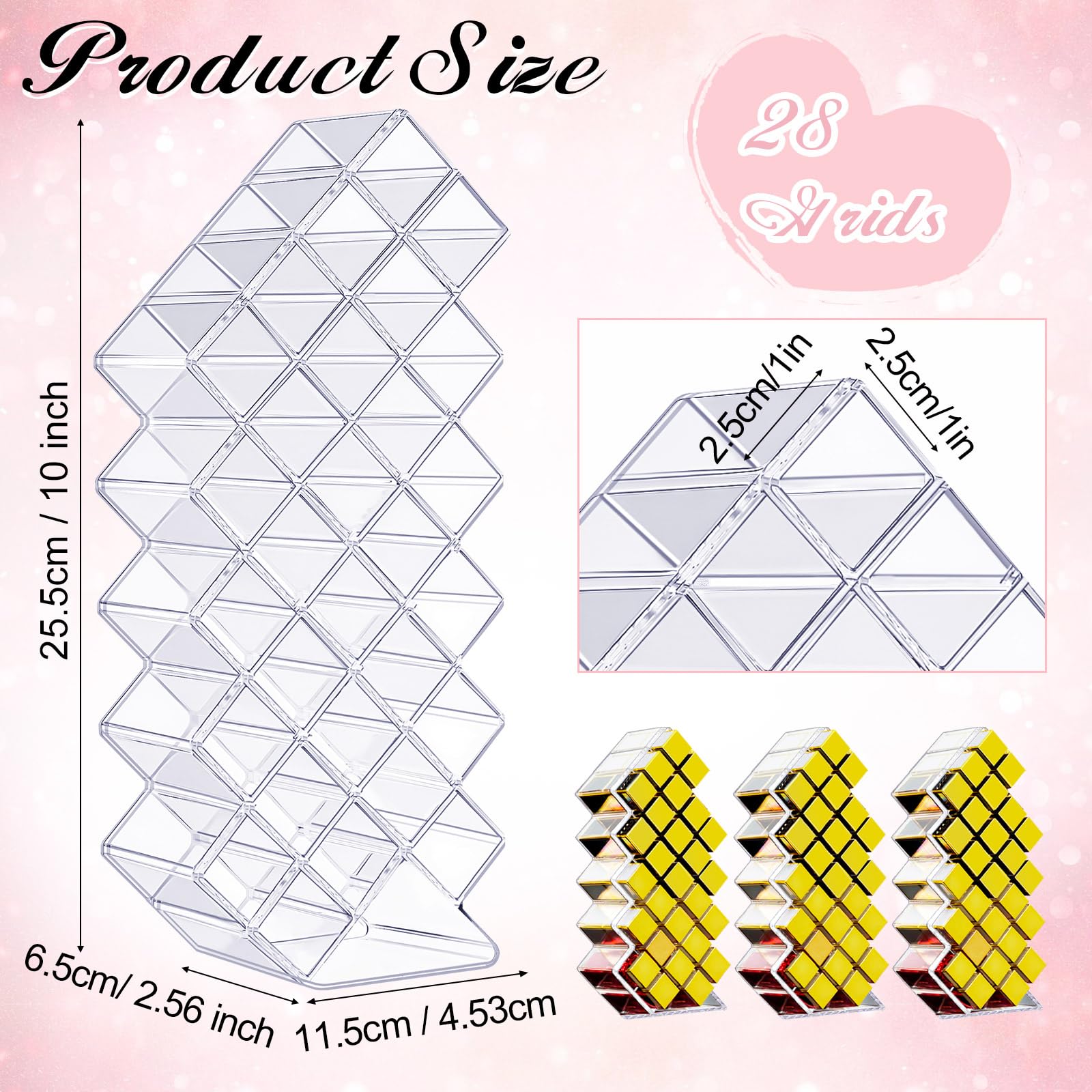 Hoolerry 4 Pack Acrylic Lipstick Holder Organizer 112 Slots Clear Lip Gloss Holder Organizers Stackable Trapezoid Lipsticks Tower Lipstick Case Display Stand Storage Box for Makeup Cosmetic Vanity