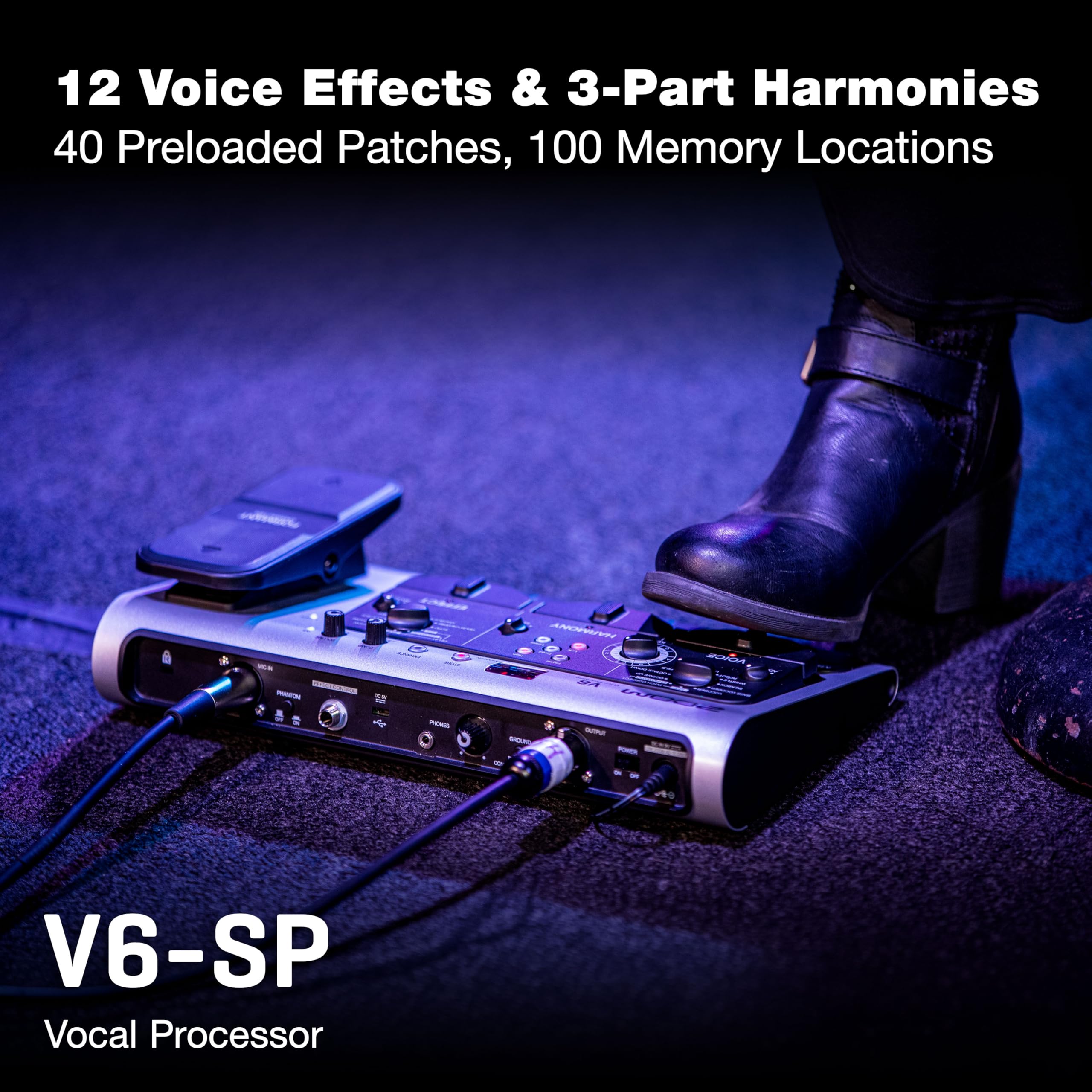 Zoom Processador vocal V6-SP, pedal de efeitos vocais, pedal