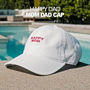 Happy Dad Hats for Men and Women, Available in Trucker Hat, 6 Panel Snapback Hat or Baseball Cap, Holiday & Birthday Gifts