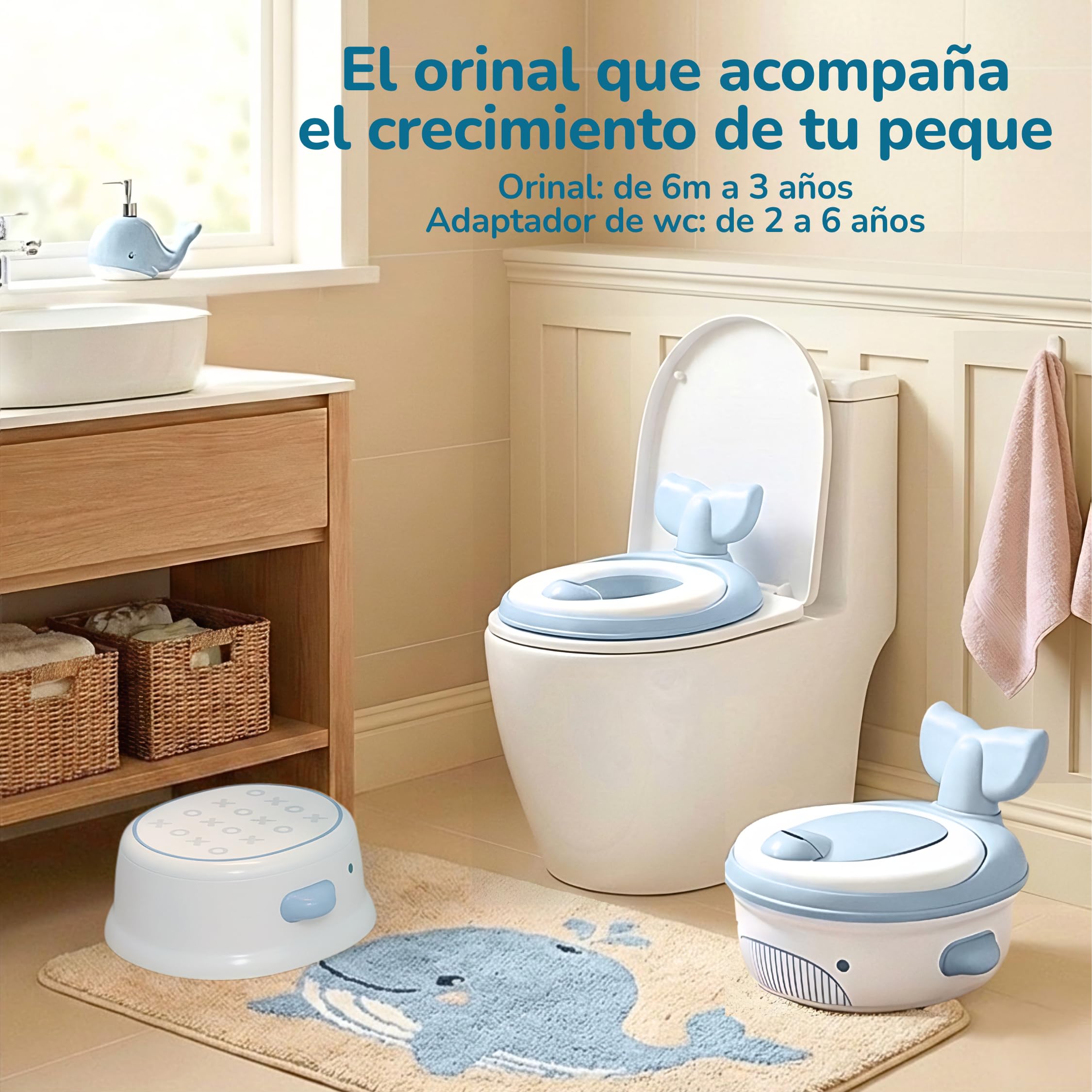 NUEVO Orinal 3 en 1: Orinal bebe, adaptador wc niños y taburete. Kit potty training para motivar el aprendizaje, con tabla de recompensas y accesorios. Orinales infantiles. Regalos para bebés.