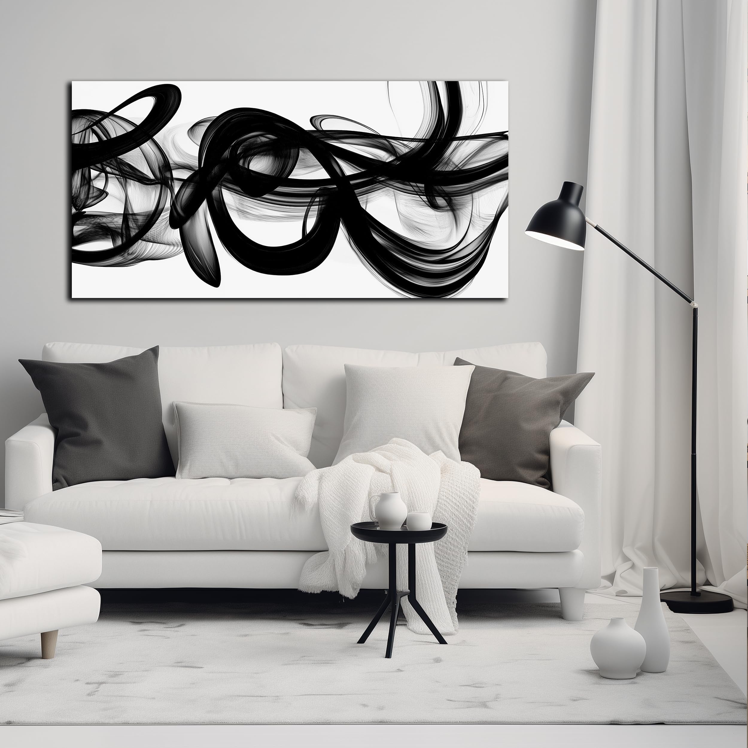 Aefouu No Frame Black And White Abstract Wall Art For Bedroom Black Walls Decor For Living Room Canvas Prints Wall Art Picture Artwork(30X60cm/12X24in/Frameless)