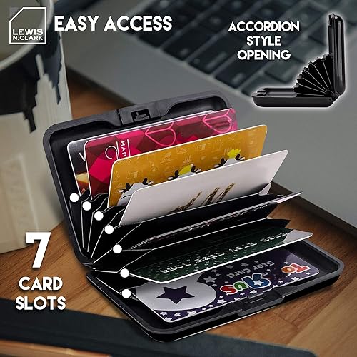 Miniatura 8 de Lewis N Clark Cartera de aluminio RFID Plateado Mini cartera de aluminio RFID soporte para tarjetas de crédito funda para tarjetas de visita  funda