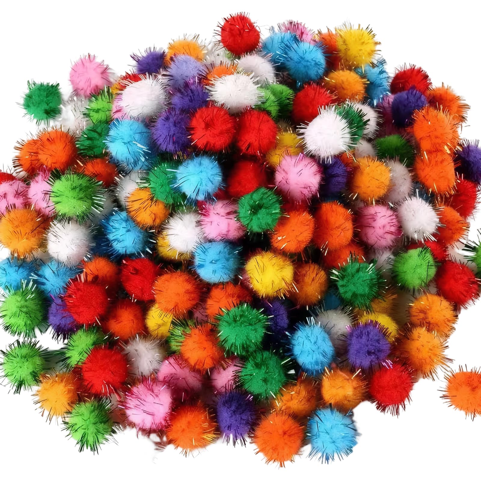 100 Pcs Glitter Pom Pom,2cm Sparkly Pom Poms,Glitter Pom Poms for Crafting,Small Pom Poms,Soft and Fluffy Pompoms,Fuzzy Toys Balls,for Crafts DIY Decorations(Multicolored)