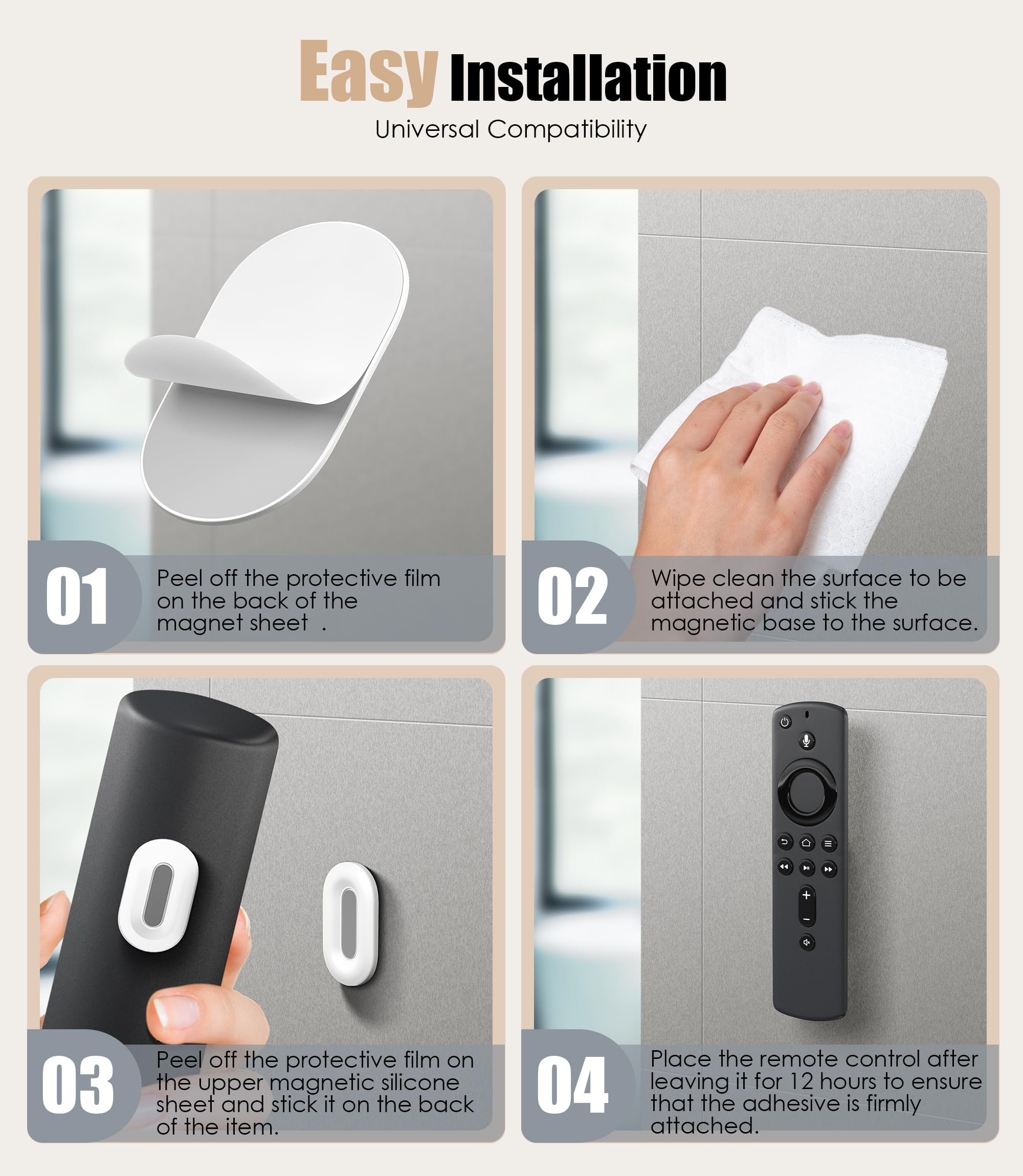 6Pack Magnetic Remote Control Holder Wall Mount, No Drill-White — Amazon image 5