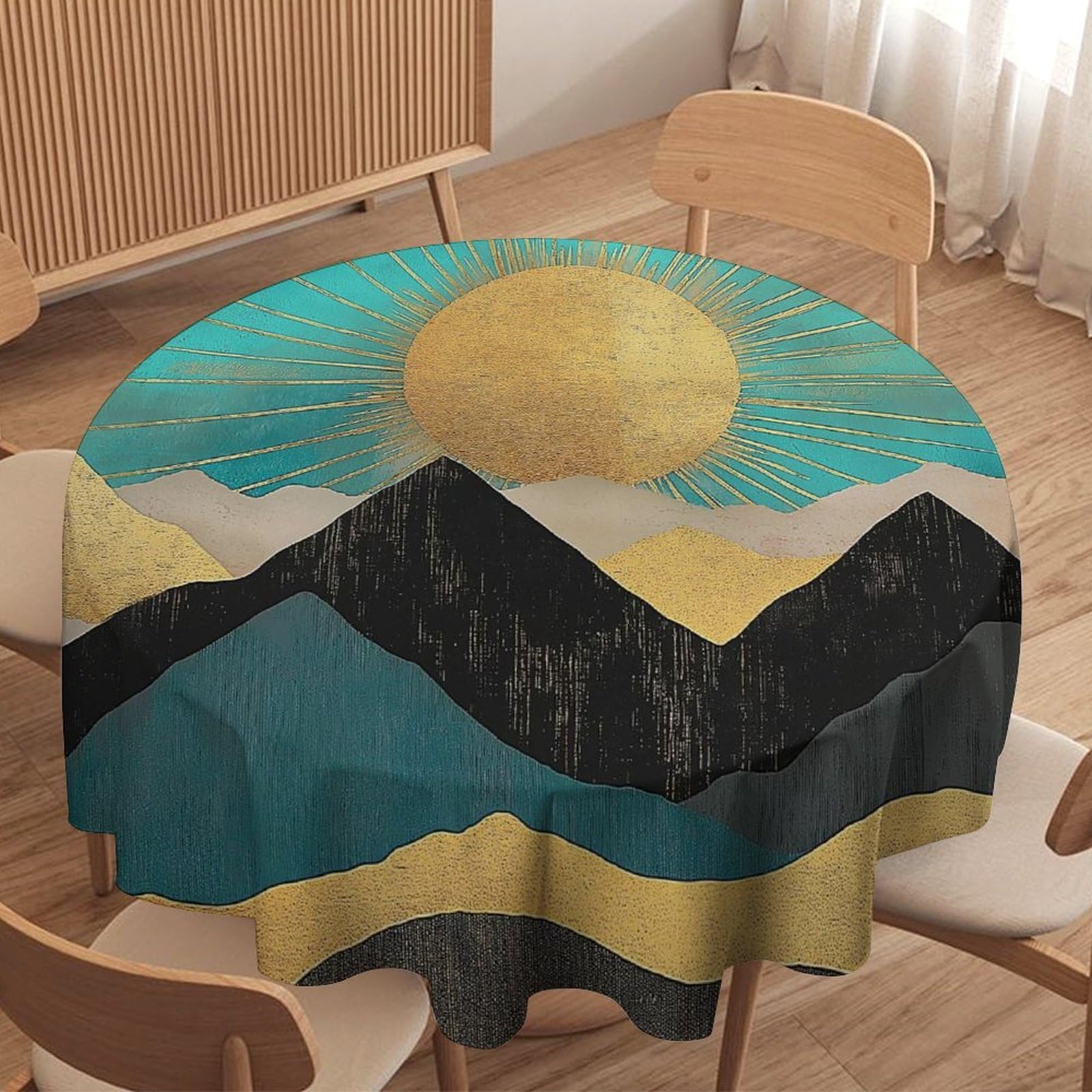 ORDOBO Round Table Cover -Cartoon Scenery Fashion Tablecloth Protector 3D Print Wipeable Outdoor Table Cover For Kitchen Dining Home Decoration 152X152Cm