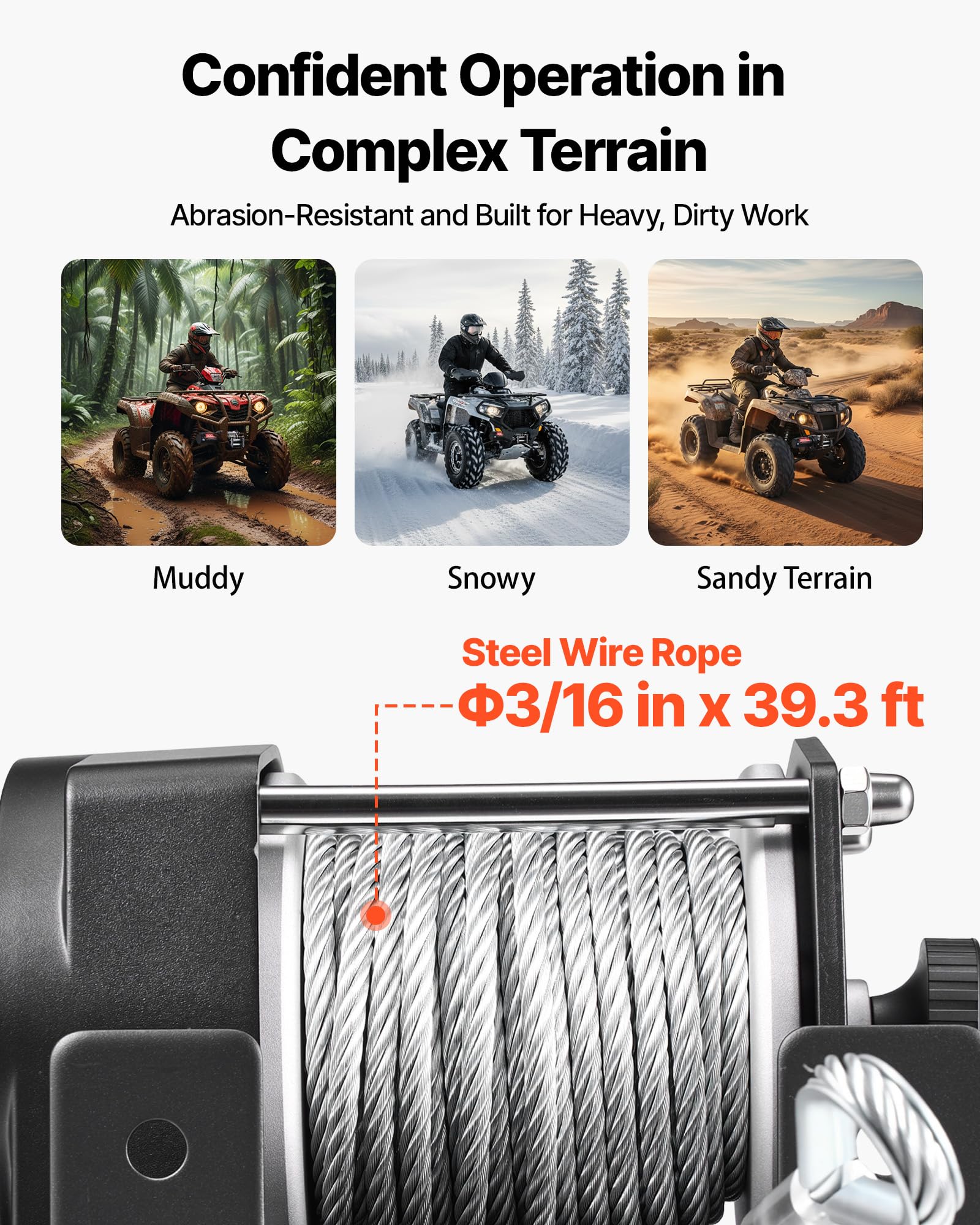 VEVOR Verricello Elettrico con Cavo da 1360 kg, Verricello Elettrico da 12 V CC per ATV/UTV Fuoristrada con Fune in Acciaio Ø 5 mm x 12 m, Telecomando Cablato, Impermeabile IP55 per Recupero Stradale