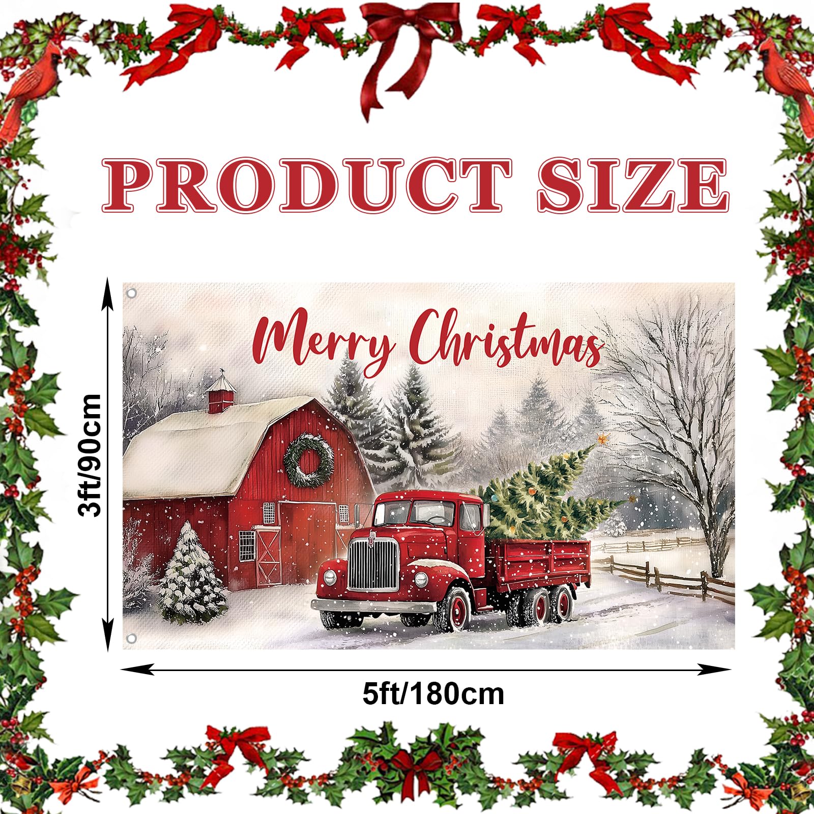 Merry Christmas Flag 3x5ft Holiday House Flag Seasonal Decor