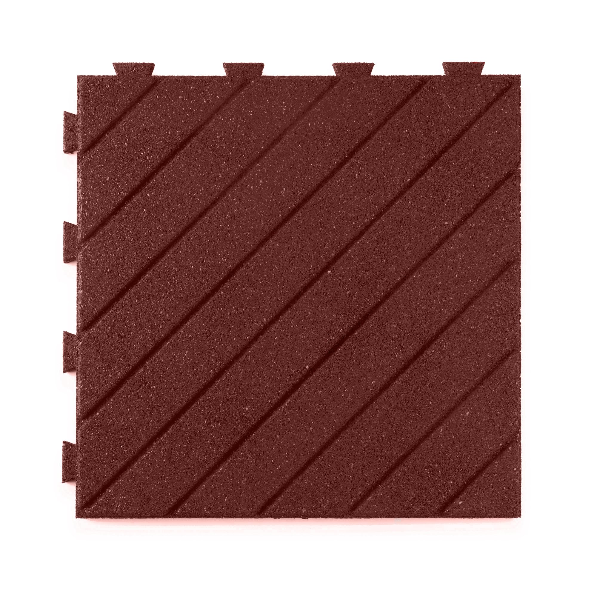 Playsafer Slatted Rubber Interlocking Tiles | 16 X 16 | Easy Install for Indoor and Outdoor Use (Red, 4 Tiles)
