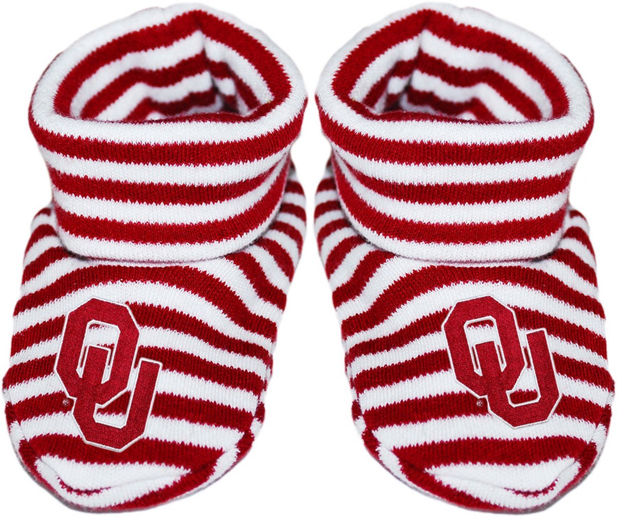 Creative Knitwear University of Oklahoma Newborn Baby Striped Bootie Sock
