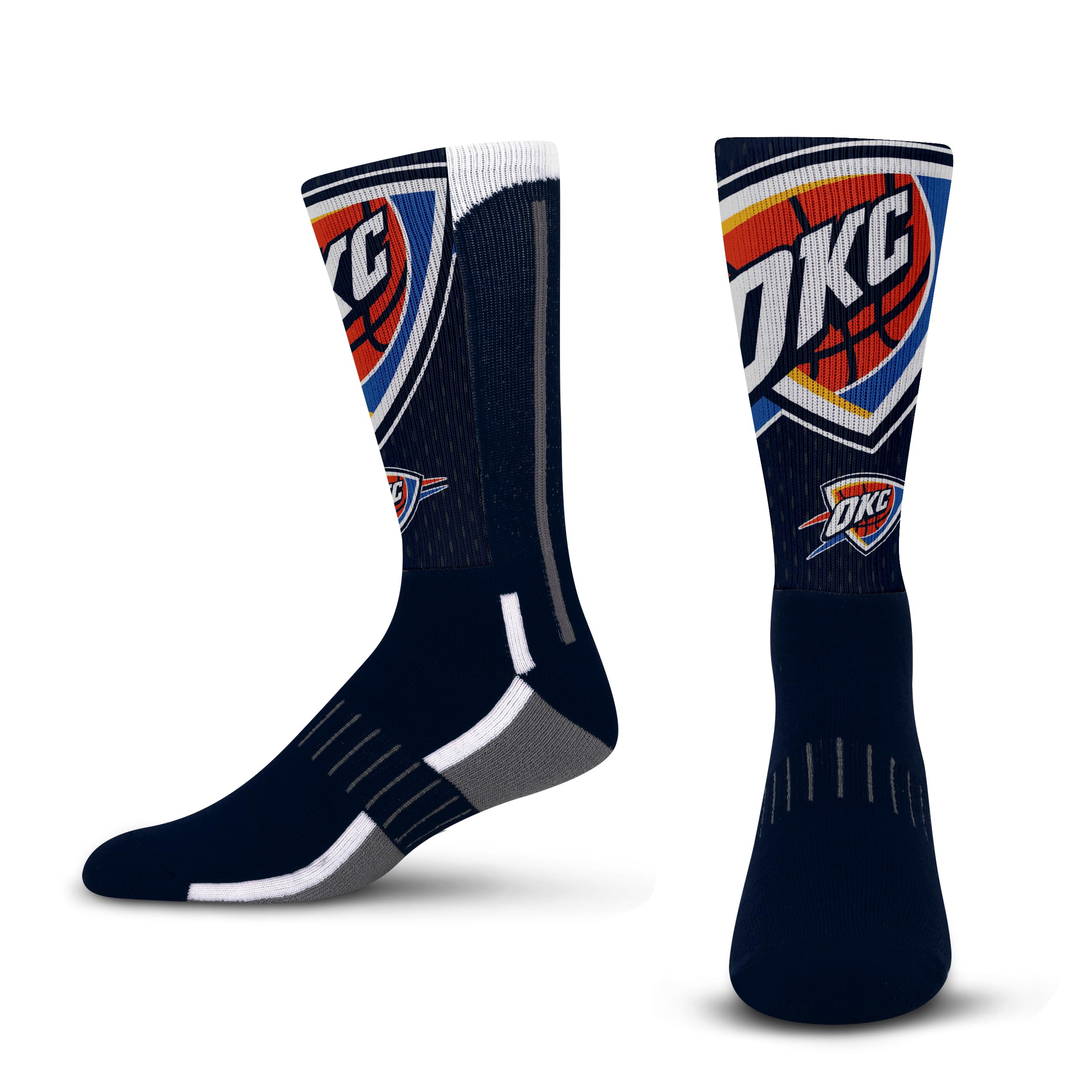 For Bare Feet Men's NBA Logo Zoom Mesh Secondary Color Crew Sock, Team, L
