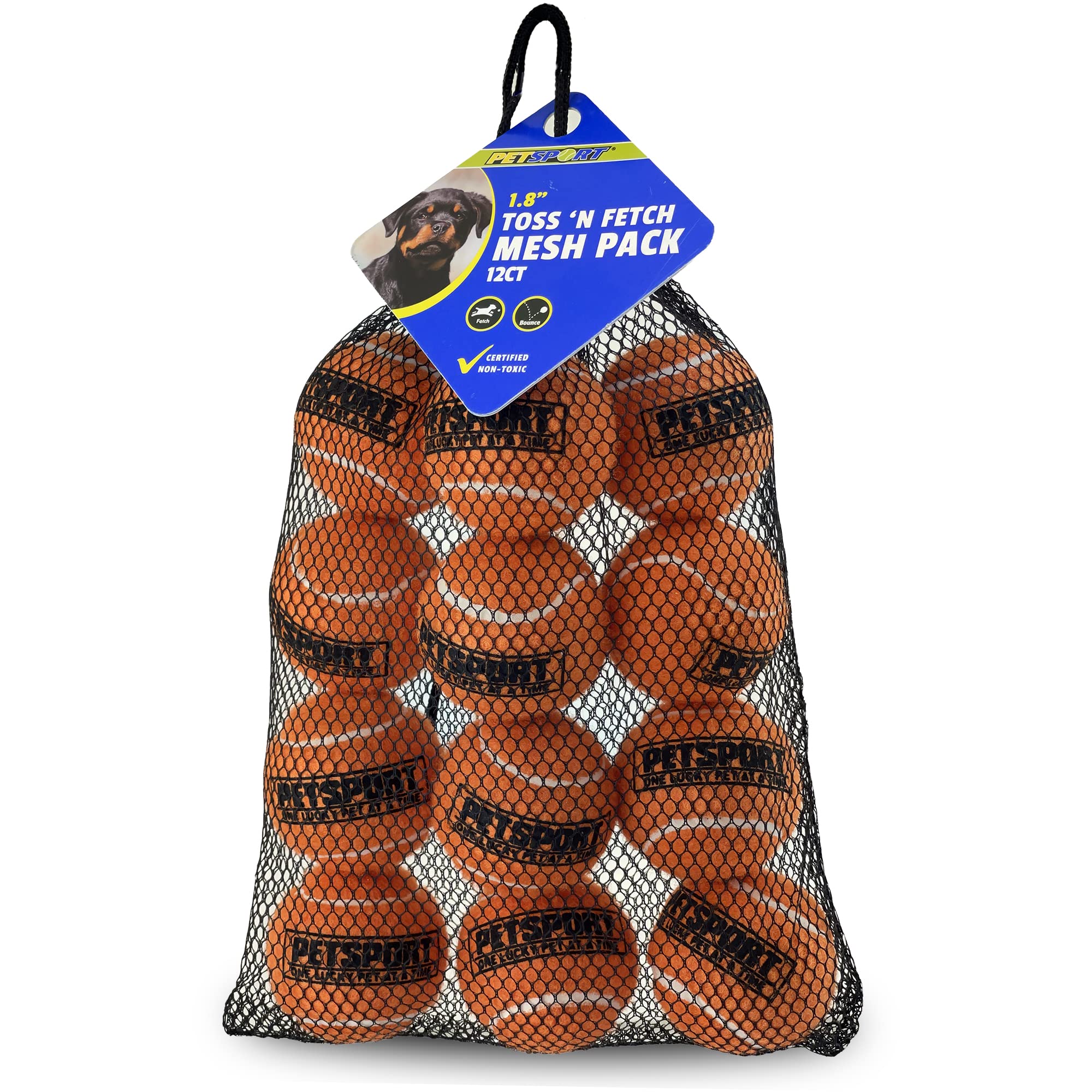 Petsport Orange Tennis Ball Dog Toys 12 Pack Small 1 8 Pet Safe Felt Rubber Balls with Carrying