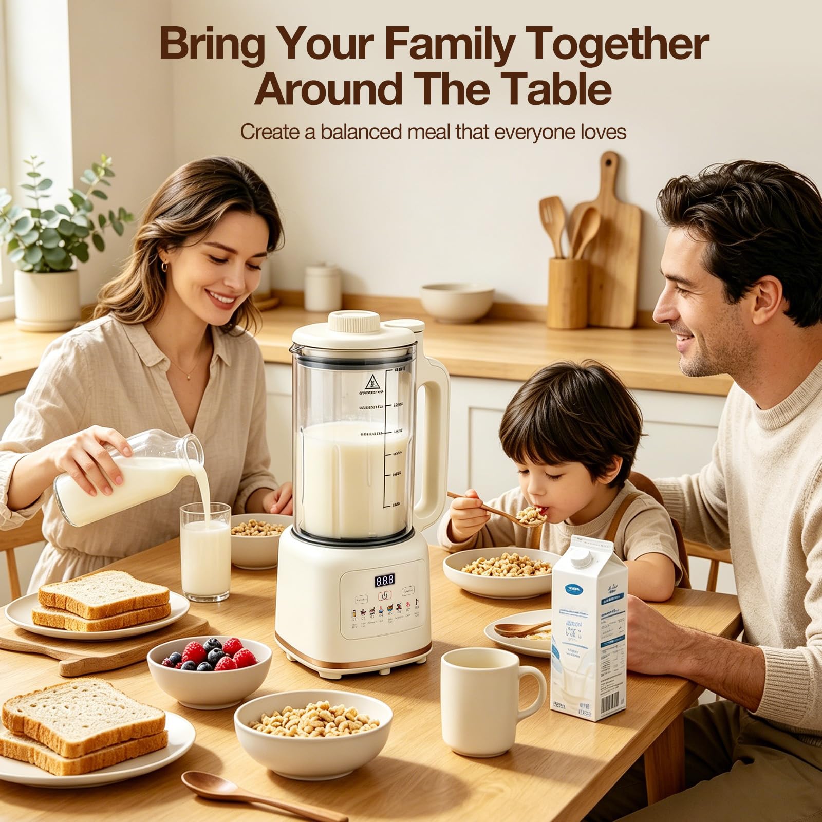 Macchina per il latte vegetale 10 in 1 1800 ml, macchina per il latte di soia con 48 lame titanio, timer 12H, mantenimento caldo, autopulizia, 800 W per latte vegetale casa mandorla, noce, avena