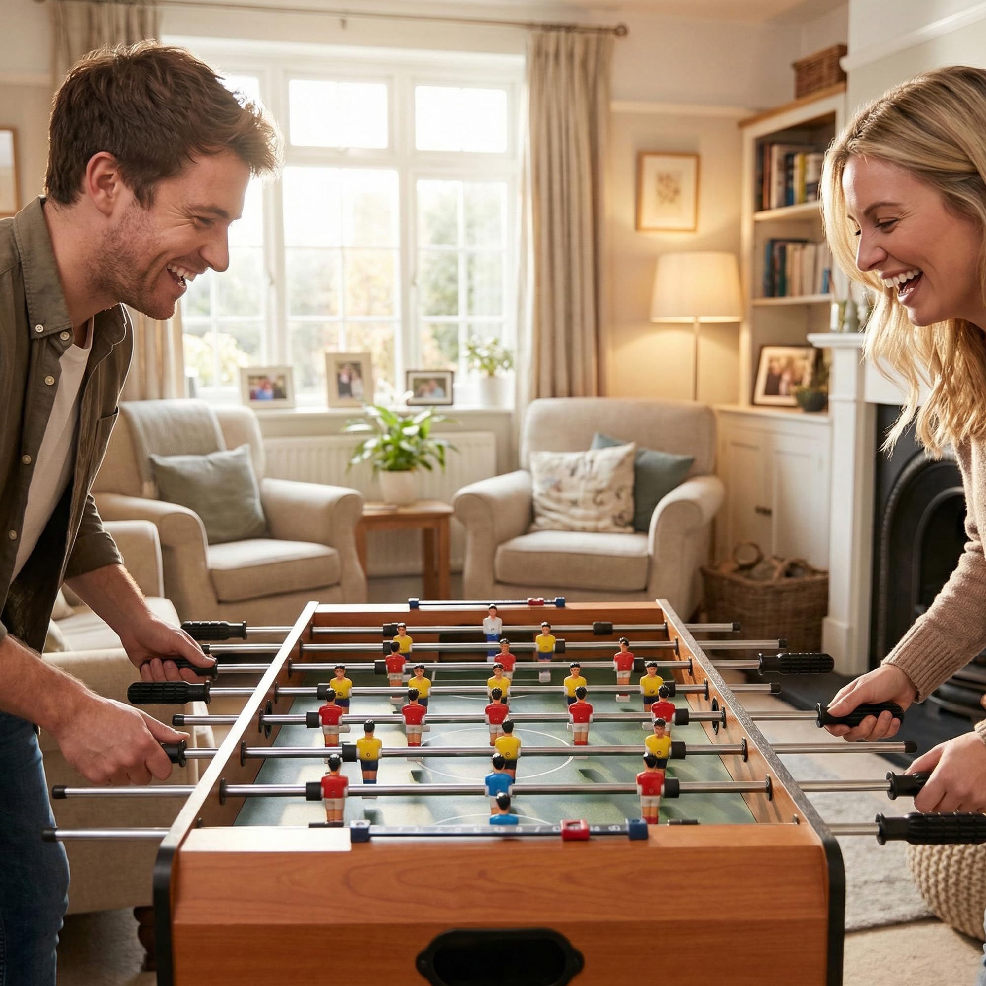 HOMCOM Calcio Balilla in Legno con 22 Giocatori in Formazione 3:4:3, 2 Palline e 2 Segnapunti Inclusi 84.5x40x61.2cm