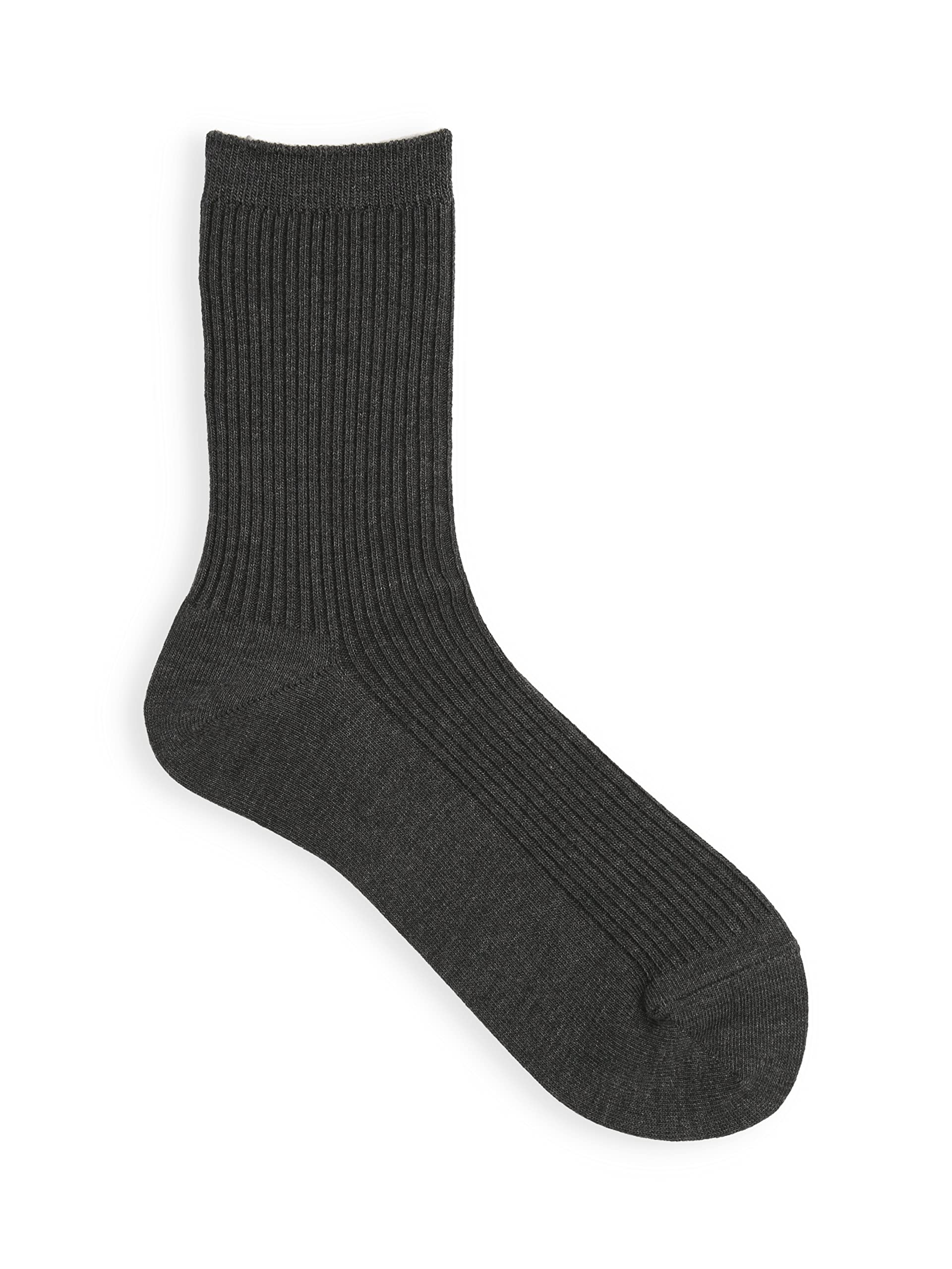 Tabio 2x2 Rib Socks Heathered Charcoal Cotton Made in Japan Women