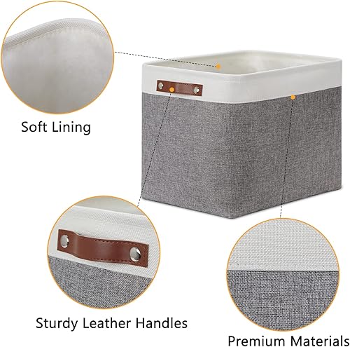 Miniatura 4 de DULLEMELO Cestas de almacenamiento rectangulares grandes de 16 x 12 x 12 pulgadas para organizar 2 unidades Organizador de almacenamiento plegable