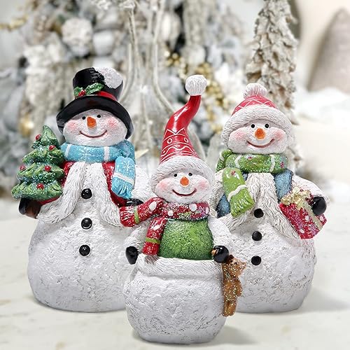 Miniatura 2 de Hodao Decoraciones de Navidad para interiores, figuras de muñeco de nieve de Navidad para el hogar, invierno, para mesa, centro de mesa, decoración