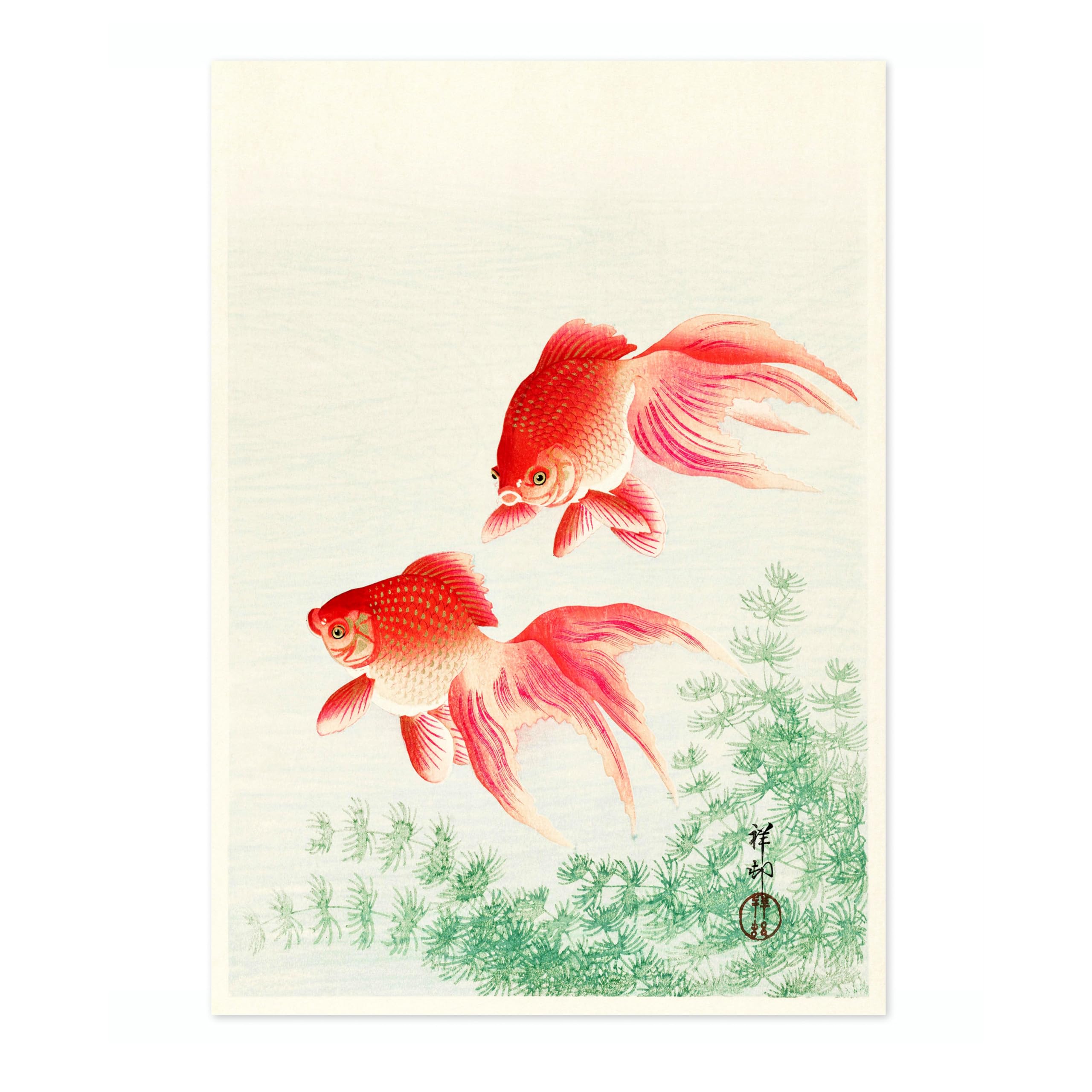 Animato Goldfish Japanese Woodblock Print, Vintage Aesthetic Poster Japan Wall Art Exhibition Ukiyo-E Home Decor, Archival Matte, A3 (Print Only) - 42x29.7cm