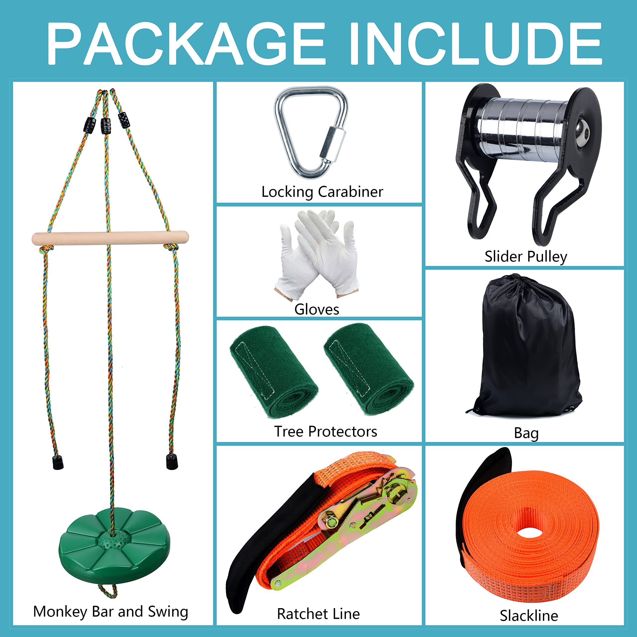 Buy Ninja Slider Pulley Kit Zipline Kit, Zipline for Backyard Kids and