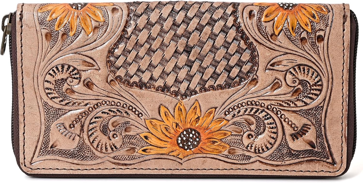 Merbaa Sunflower Purse for Women & Girls | Handcrafted Sling Wallet Bag | Stylish Floral Handbag for Daily & Festive Use (Light Brown) - Image 6