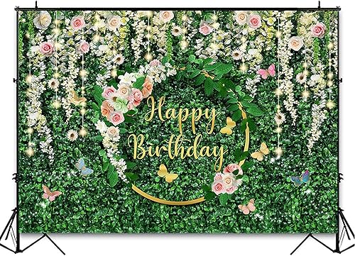 Miniatura 4 de Avezano Greenery - Telón de fondo de cumpleaños de selva, safari, pastizales, decoración de fiesta de cumpleaños, hojas verdes, pared floral, para