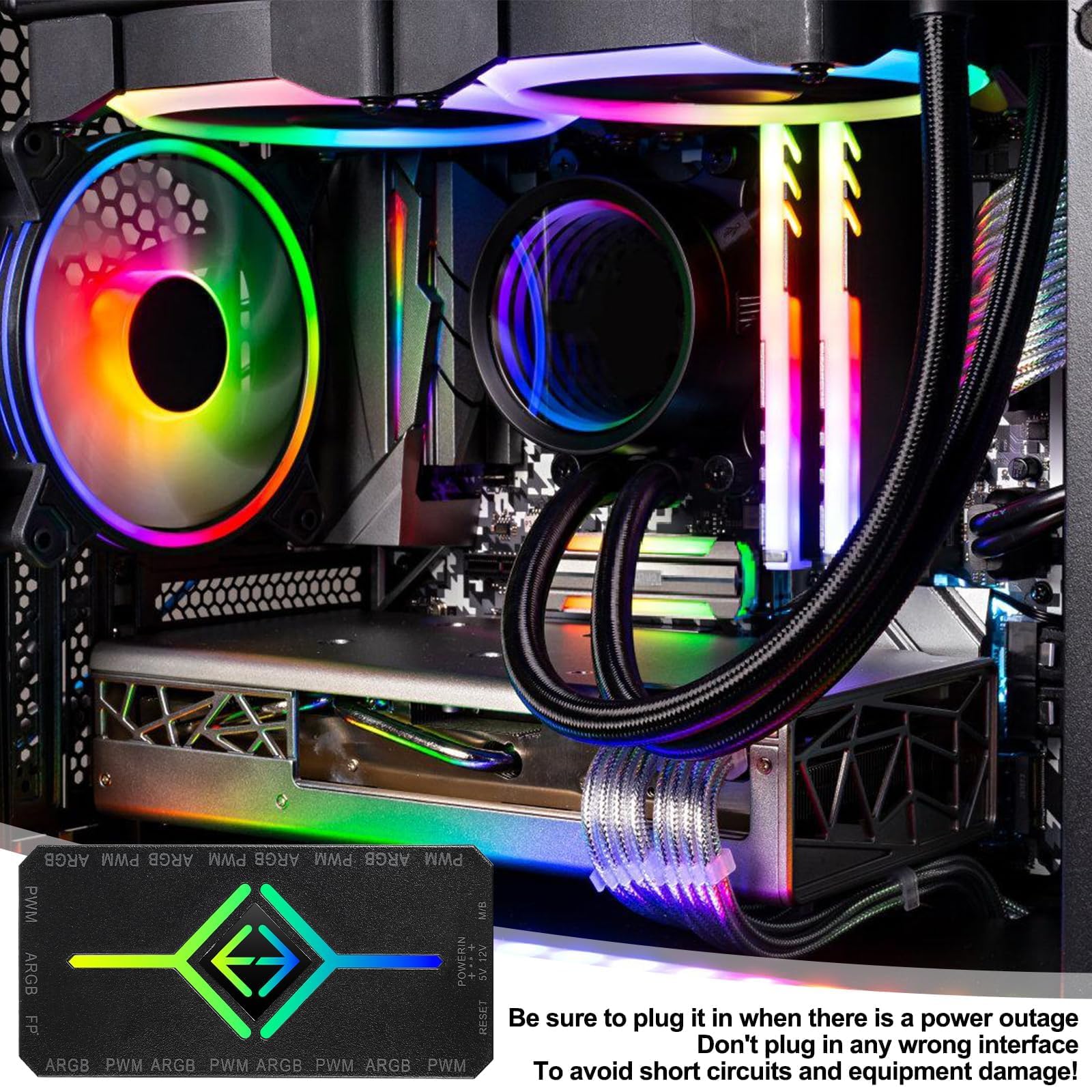 ARGB & PWM Lüfter Controller Hub – 9x ARGB & 9x PWM Anschlüsse, Mit Fernbedienung