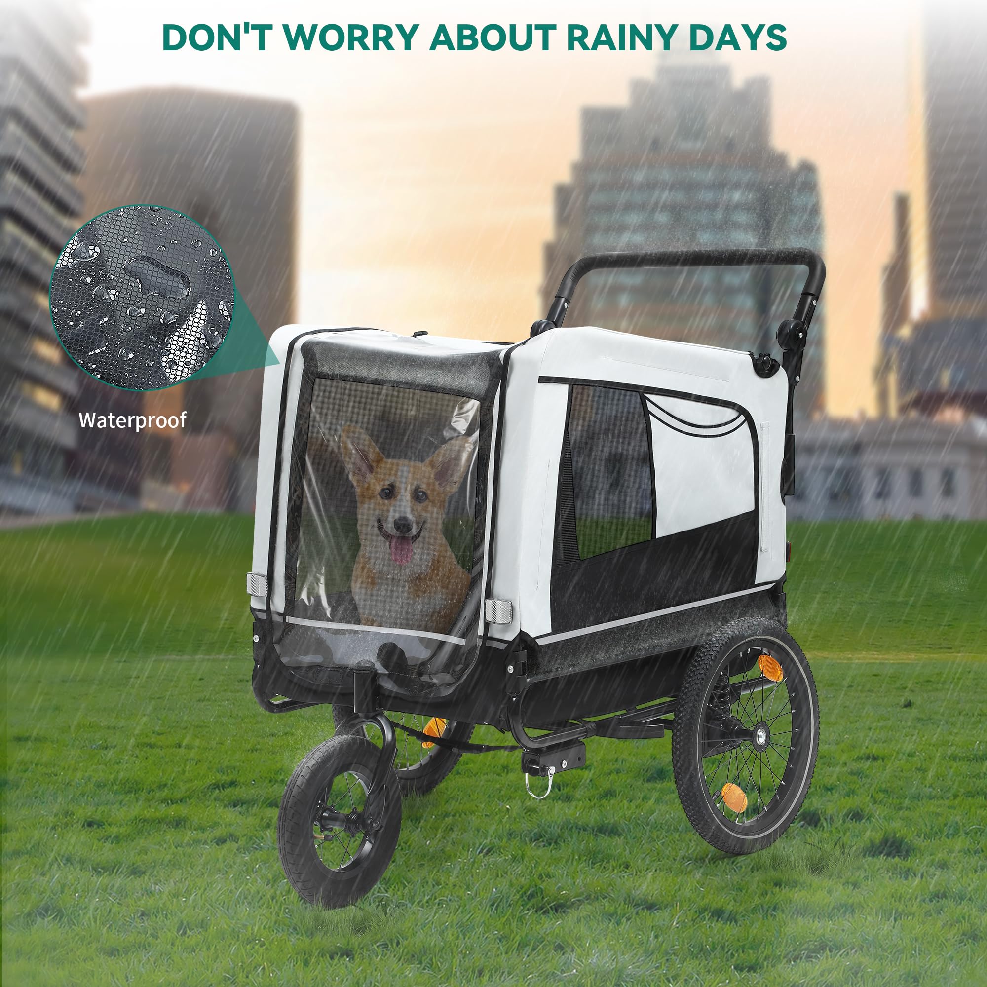 YITAHOME 2-in-1 Dog Bike Trailer with 360° Rotatable & Removable Front Wheel, Dog Stroller 600D Oxford Canvas, Dog Trailer for Bicycle, 40kg Max Reflectors & Safety Leash, Easy Transport