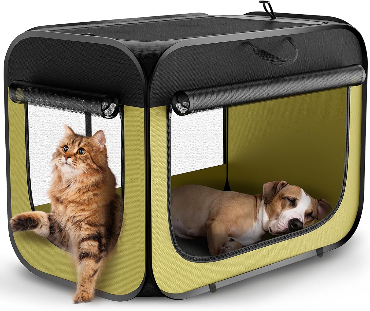 Pop Up Collapsible Dog Crate: Protable Pet Kennel for Indoor and Outdoor - Collapsible Dog Cage with Handle - Double Secure Fixing Modes for Car Travel, Dog Tent with Soft Warm Blanket for Pets