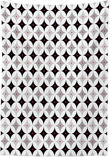 Miniatura 2 de Ambesonne Mantel de mediados de siglo, composición atómica de estilo retro con patrón de línea de diamante vintage, mantel rectangular para