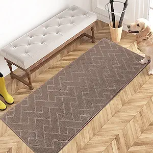 PURRUGS Dirt Trapping Door Mat 24" x 59", Non-Slip Machine Washable Entry Rug, Shoe Scraper, Dog Doormat, Super Absorbent Welcome Mat for Front & Back Door, Muddy Wet Shoes & Paws, Grayish Brown