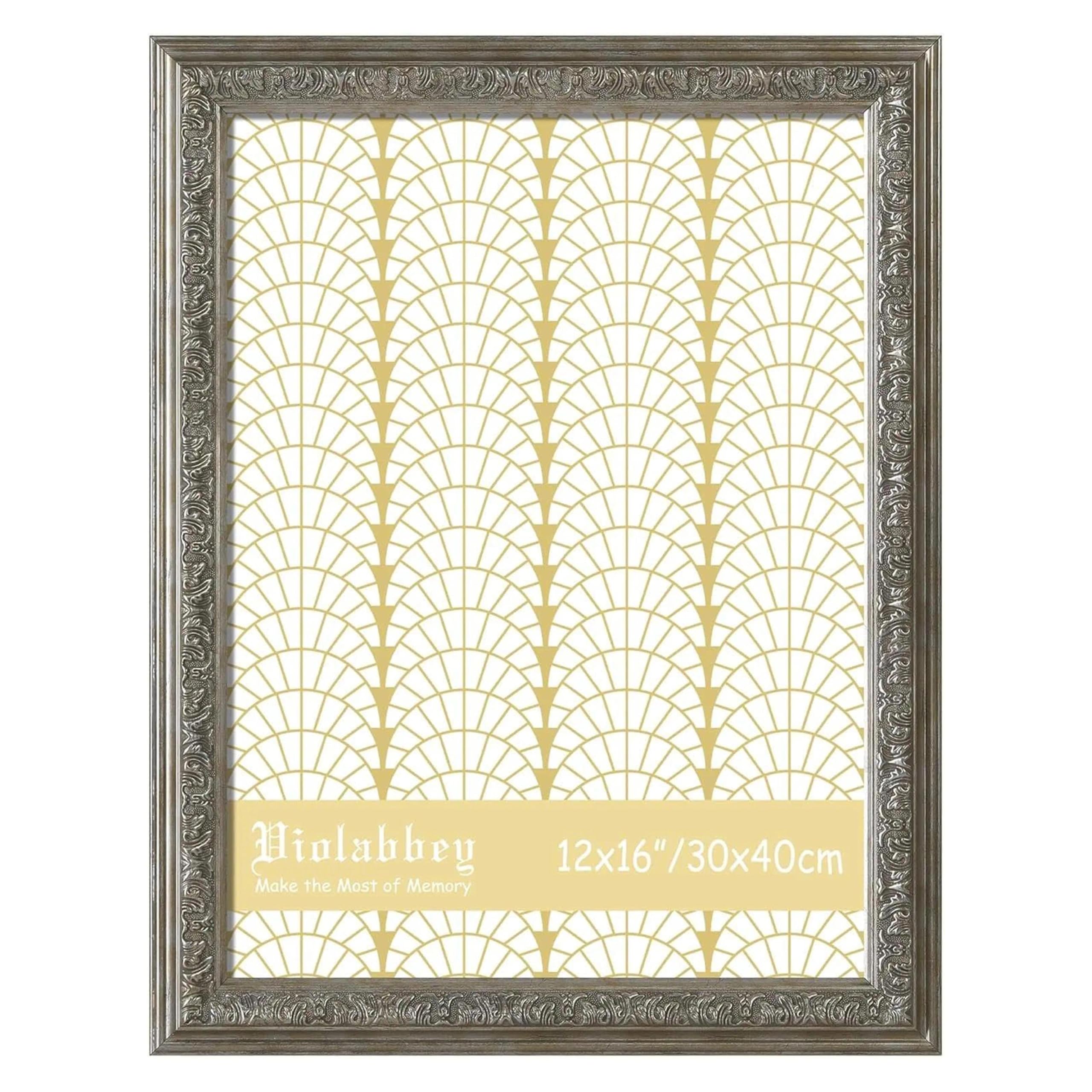 VIOLABBEY 20x25 cm Silberner Bilderrahmen, Prächtiger Vintag
