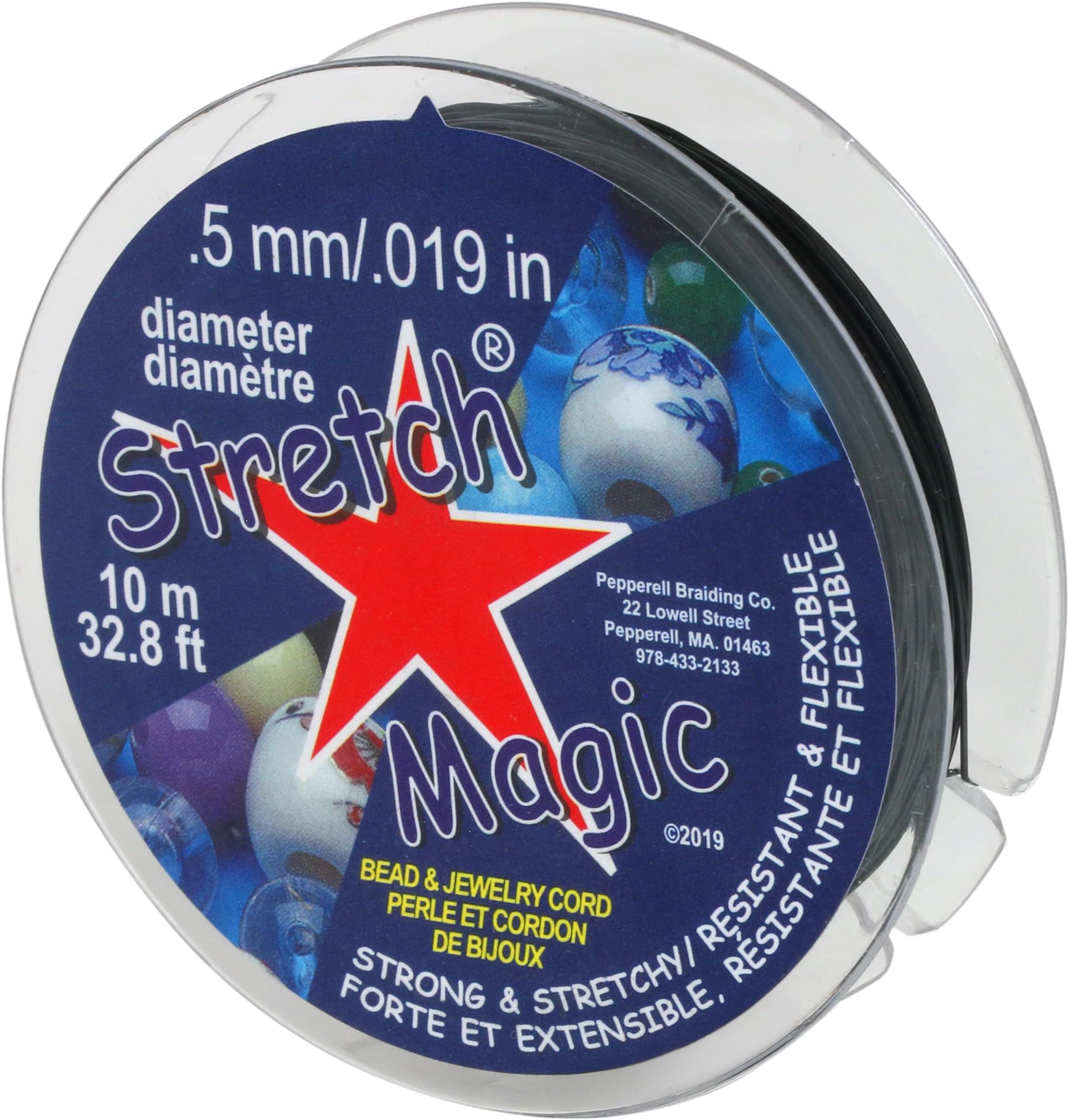 Stretch Magic Elastic Beading Cord – Black Color, 0.5mm in Diameter, 10-Meter (32 ft) - Easy to Knot, Strong & Stretchy String for Making Beaded Jewelry