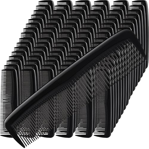 Mimorou 150 peines para el cabello a granel, de plástico, color negro, con bolsillo, de 5 pulgadas, dientes finos y anchos para mujeres y hombres,