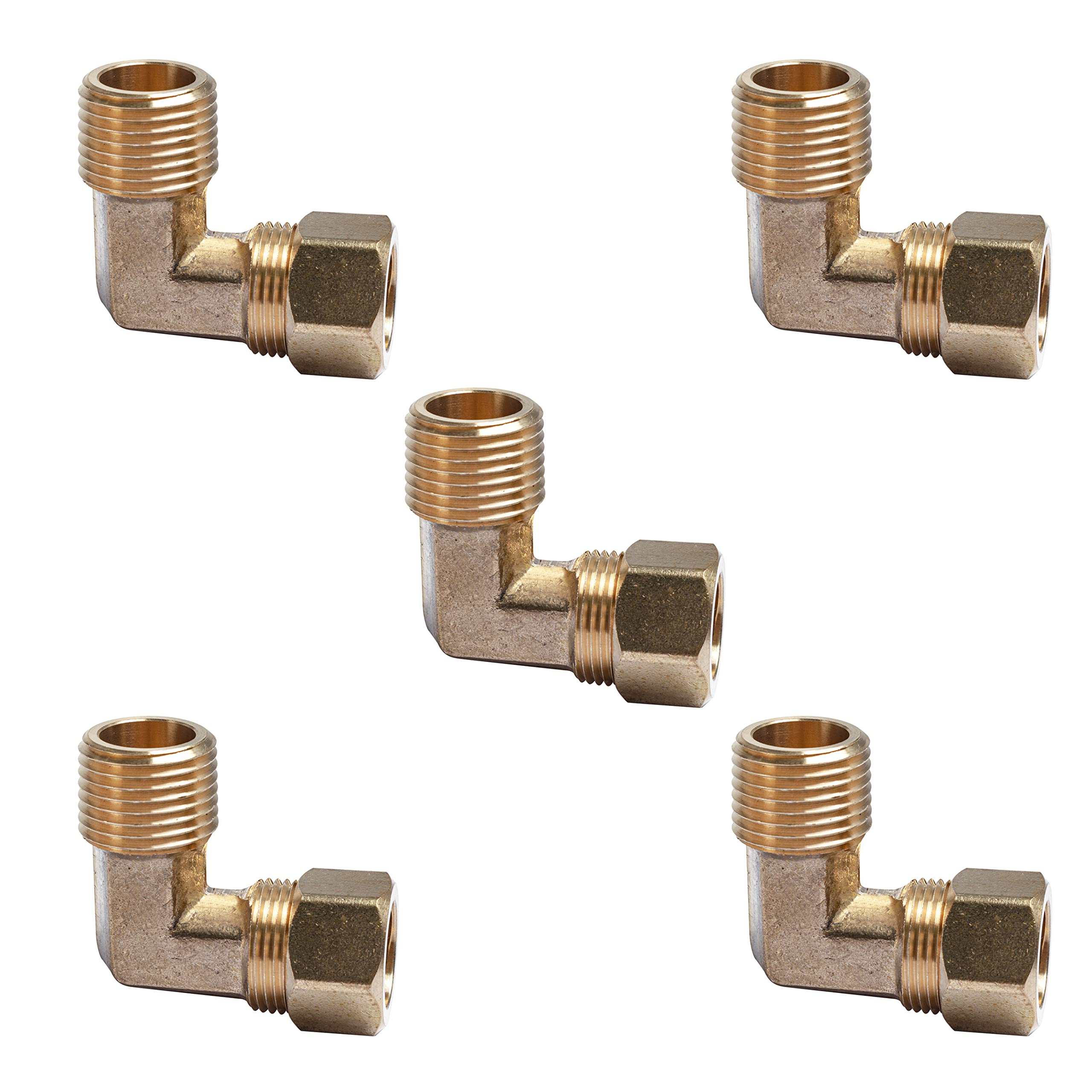 LTWFITTING Coude raccord compression en Laiton 5/8" OD x 1/2" Mâle NPT (lot de 5)