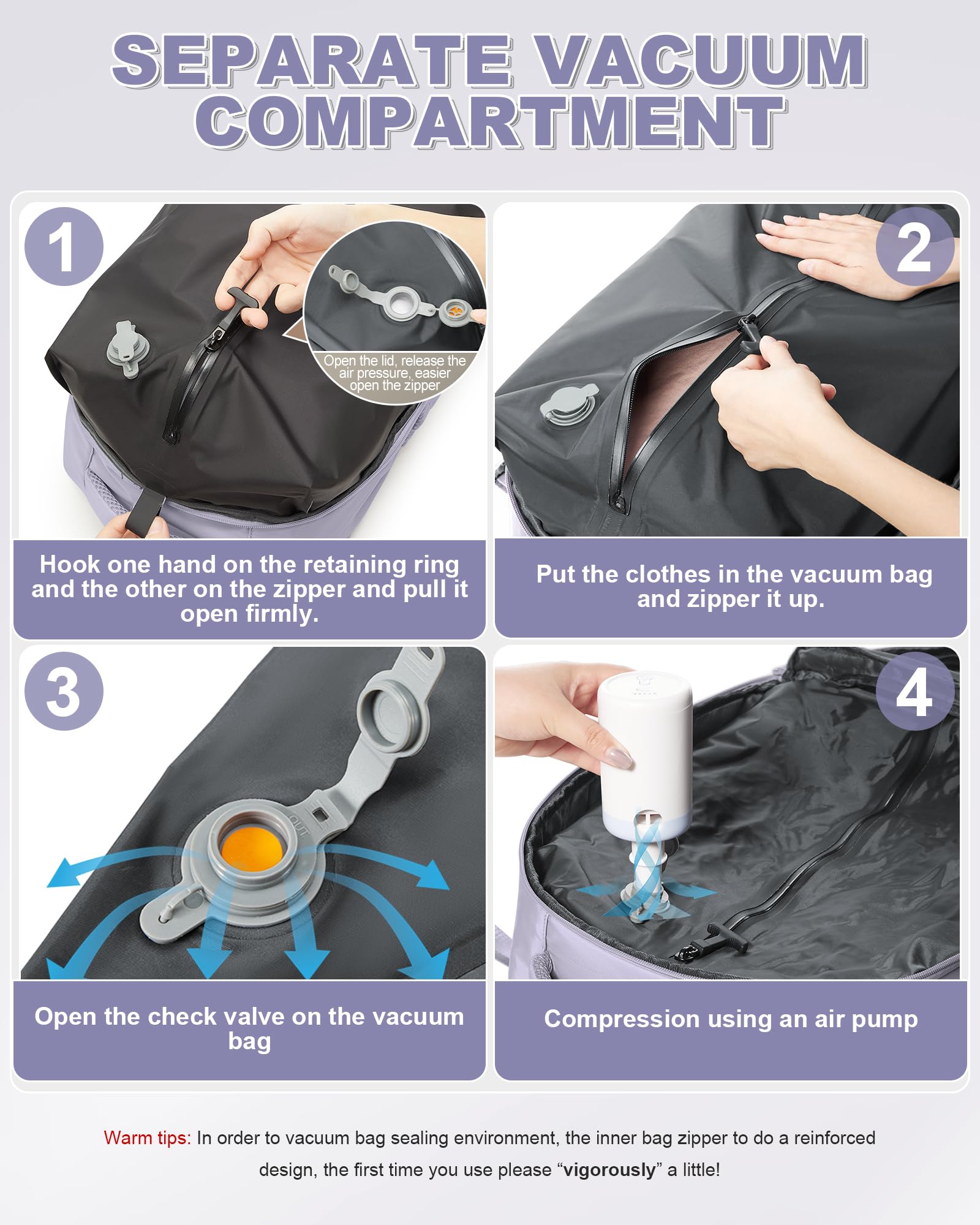 BJLFS Zaino da viaggio aereo Bagaglio a mano con Pompa per Sottovuoto Borse da Cabina per Ryanair 40x20x25 Airback con compressione sottovuoto,Zaino Casual per laptop da 14 pollici per Viaggi