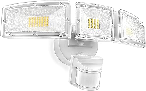 Luces para exteriores con sensor de movimiento, luces LED de seguridad de 4600 lm, del atardecer al amanecer, impermeable IP65, 3 luces de