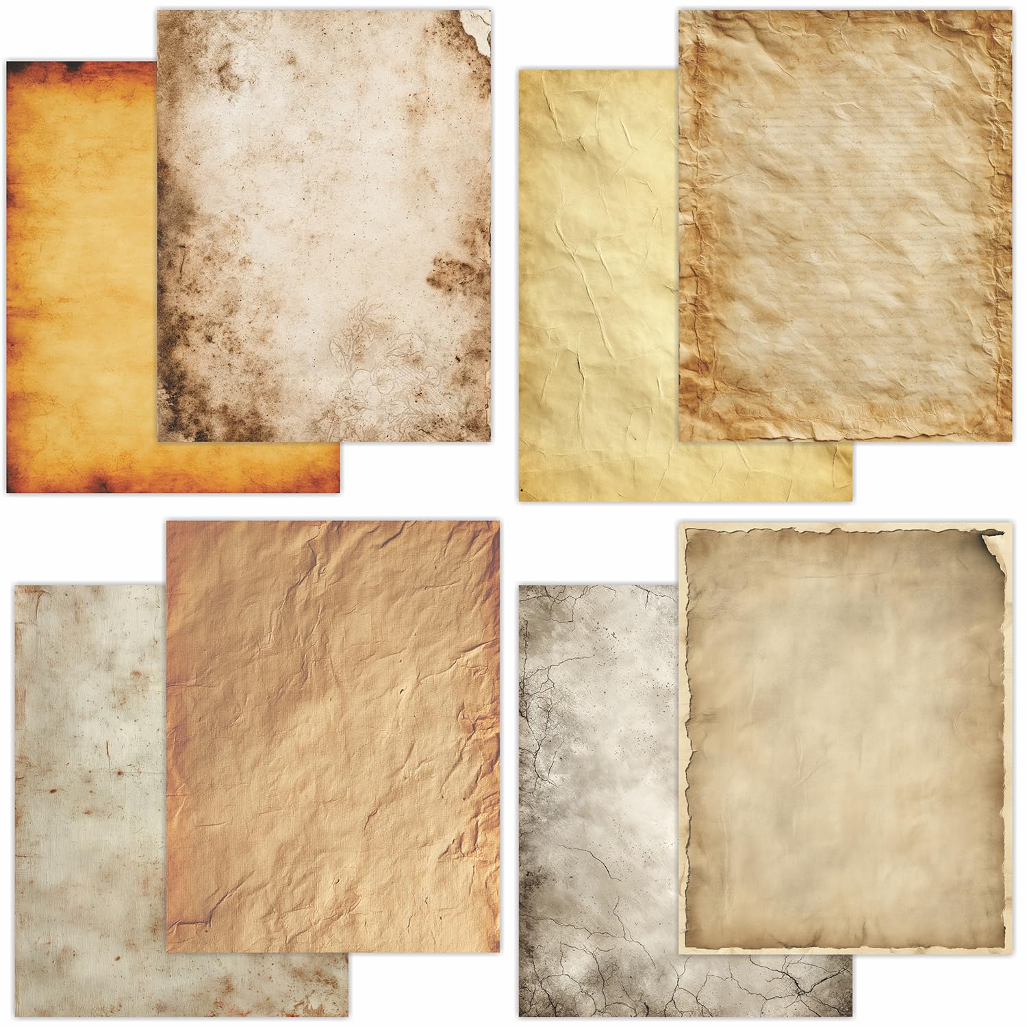 PARTH IMPEX 56 Sheets Vintage Writing Paper 8.5x11 - Letter Size Stationery Rustic Old Looking Letterhead Printer Paper - 120gsm Thick Decorative Antique Aged Double-sided Design