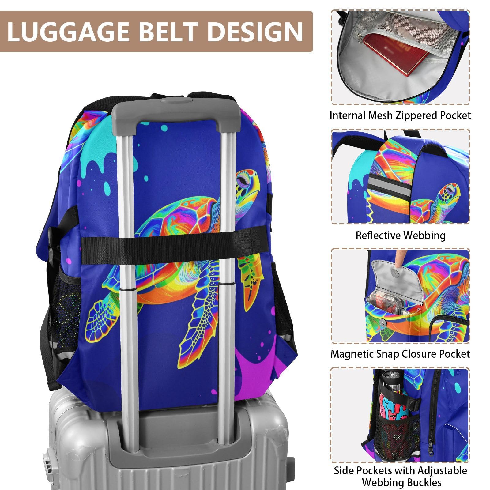 Grande zaino da viaggio blu tartaruga borsa da lavoro 44,5 cm