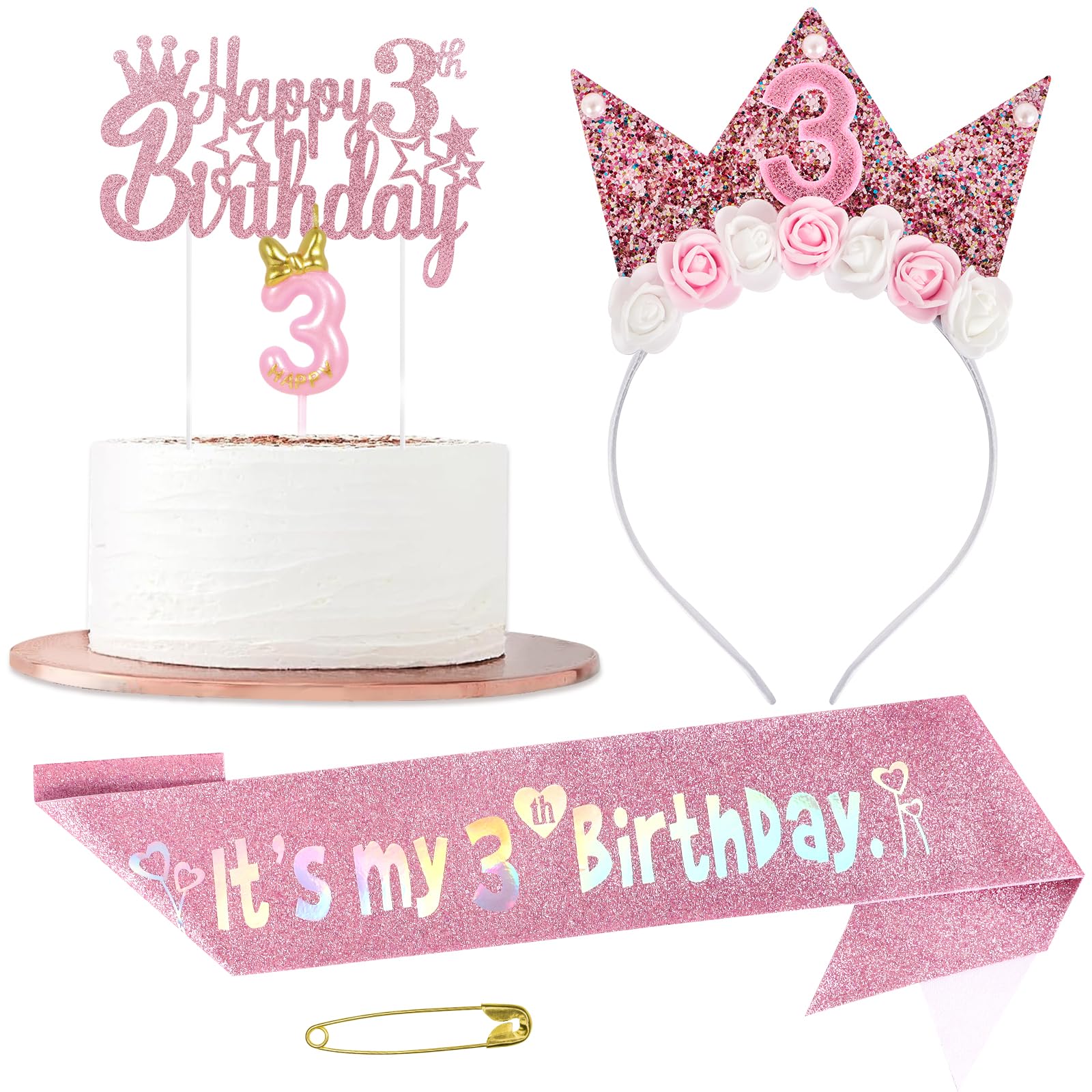 Copricapo corona in oro rosa per il 1° compleanno di neonata