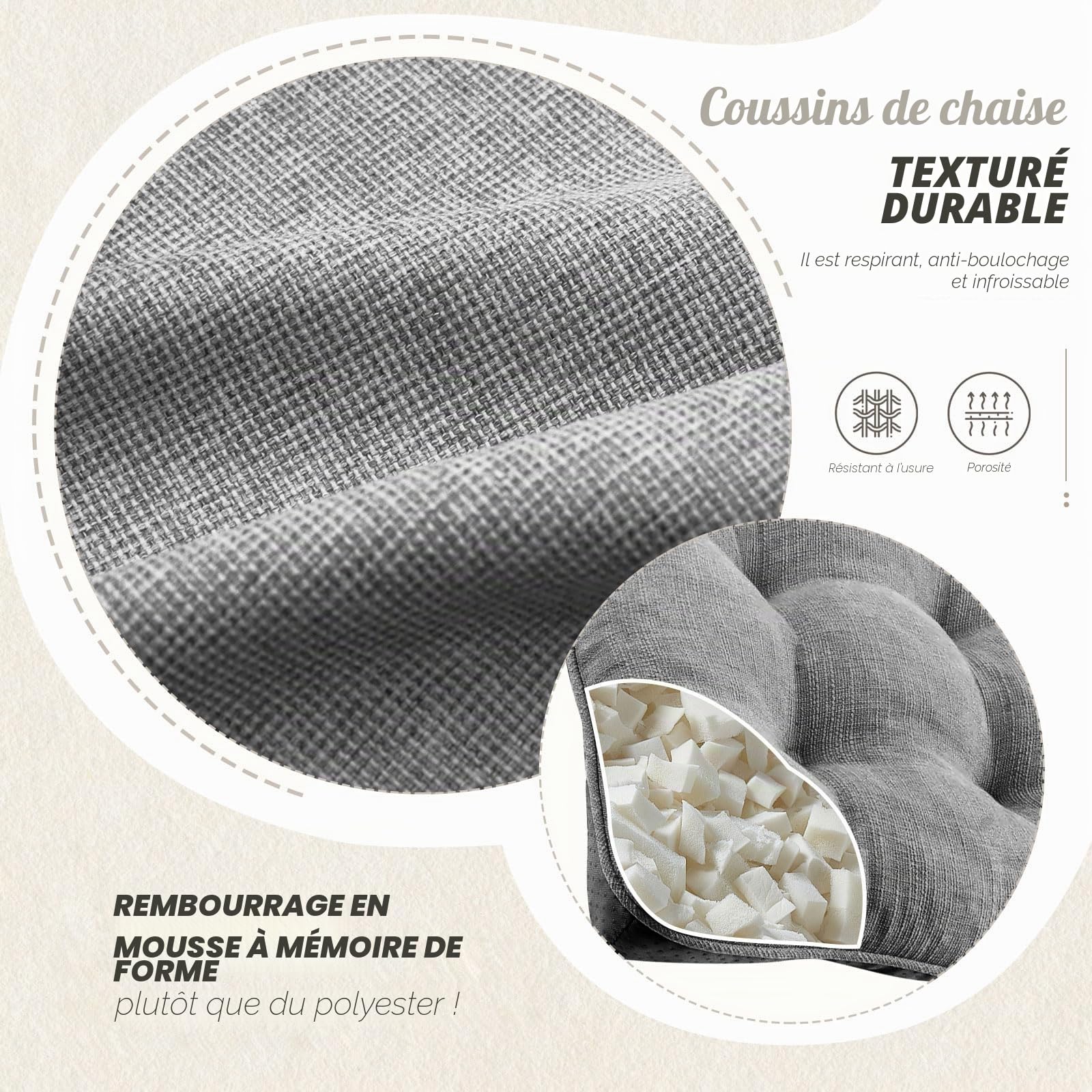 40cmx 40cm Mousse à mémoire de forme Coussin pour chaise de salle